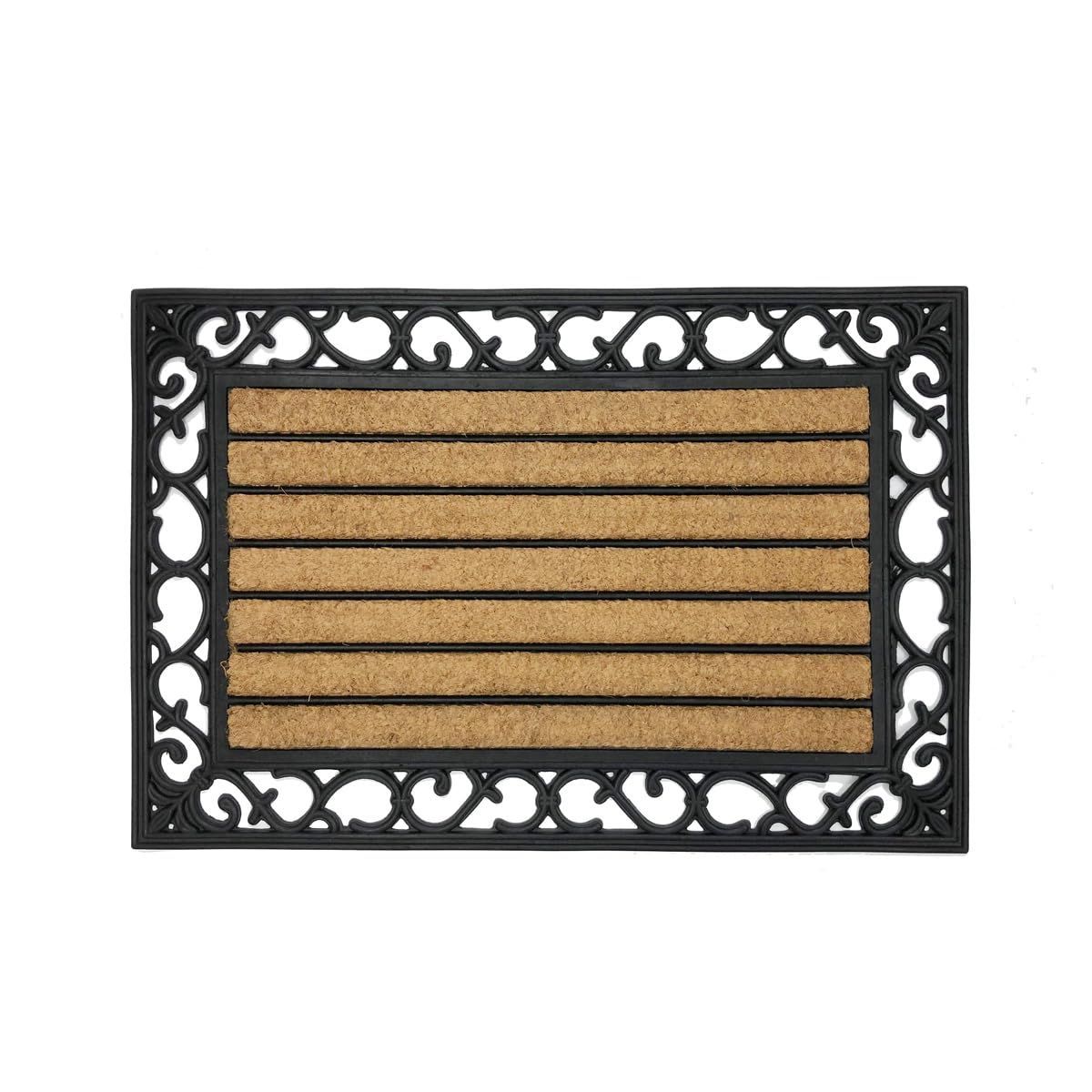 ゴム ココヤシ 滑り止め 輸入雑貨 おしゃれ 泥落とし 大きい 天然素材 屋外用 ボーダー エントランスマット ブリック 大判サイズ 玄関マット イタリアVELCOC イタリアデザイン コレクションリビング