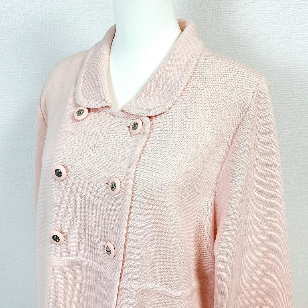 美品】 FOXEY ロングコート ニット ダブル 42 薄ピンク 無地 - メルカリ