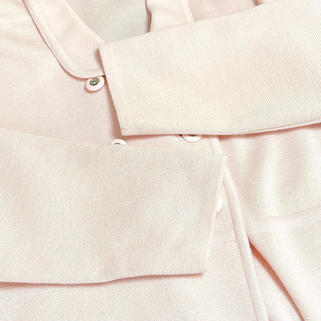 美品】 FOXEY ロングコート ニット ダブル 42 薄ピンク 無地 - メルカリ