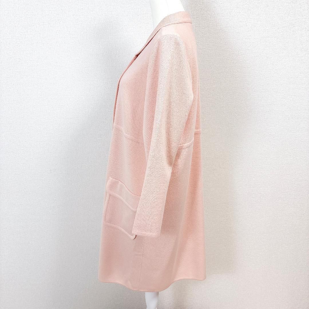 美品】 FOXEY ロングコート ニット ダブル 42 薄ピンク 無地 - メルカリ