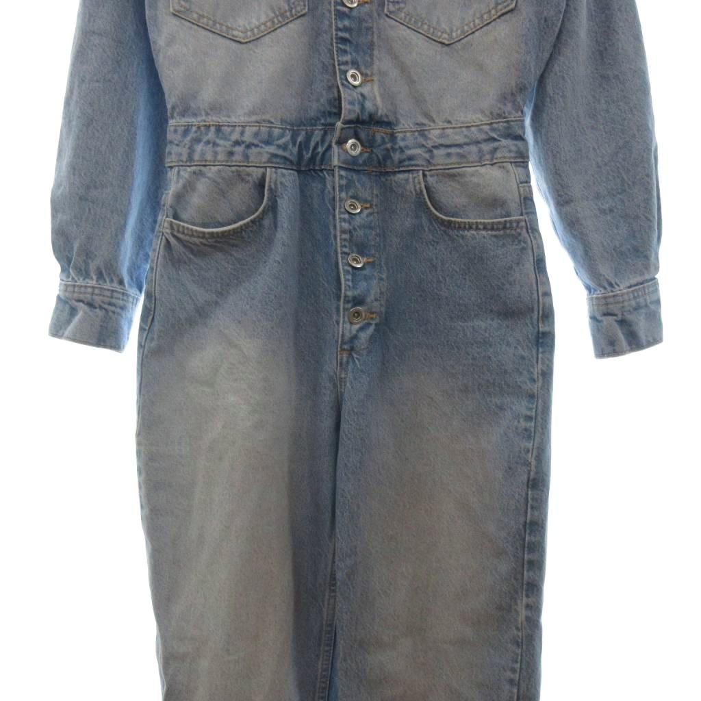 ザラ ZARA ジャンパースーツ つなぎ デニム ボタン インディゴ 青