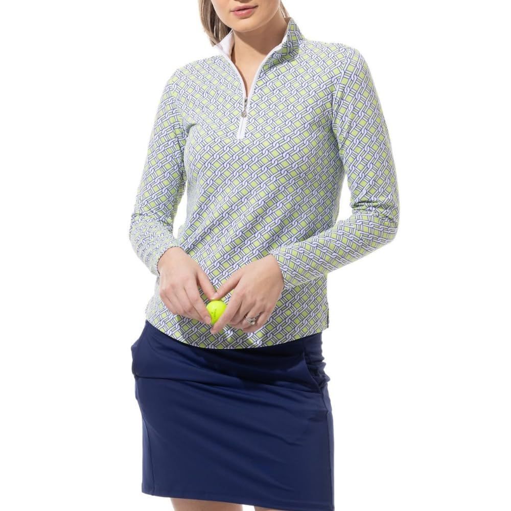 24時間以内発送 ゴルフ テニス ヨガ ジム ランニング アウトドアなど対応 首元のエイジングケア 日焼け対策 光沢ナイロン素材 接触冷感機能 通気性メッシュ付き 50 紫外線 UVカット 長袖モックネックシャツ UPF SanS