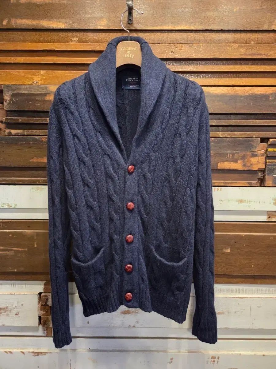 チャールス ツイード ショールカラー カーディガン