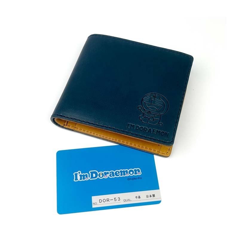 日本製 栃木レザー×姫路レザー ドラえもん 2つ折り財布 ウォレット