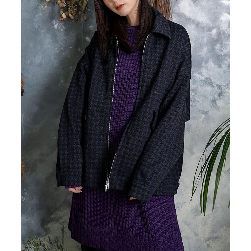  ノラリリー アウター ハウンドトゥース スイングトップ レディース コート ジャケット ファッション