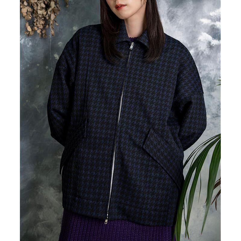 ノラリリー アウター ハウンドトゥース スイングトップ レディース