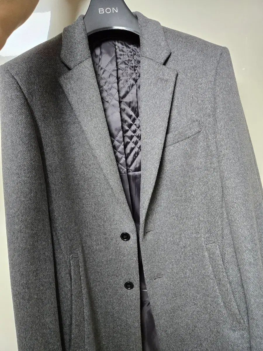 本 BON メンズ ウール カシミア グレー コート