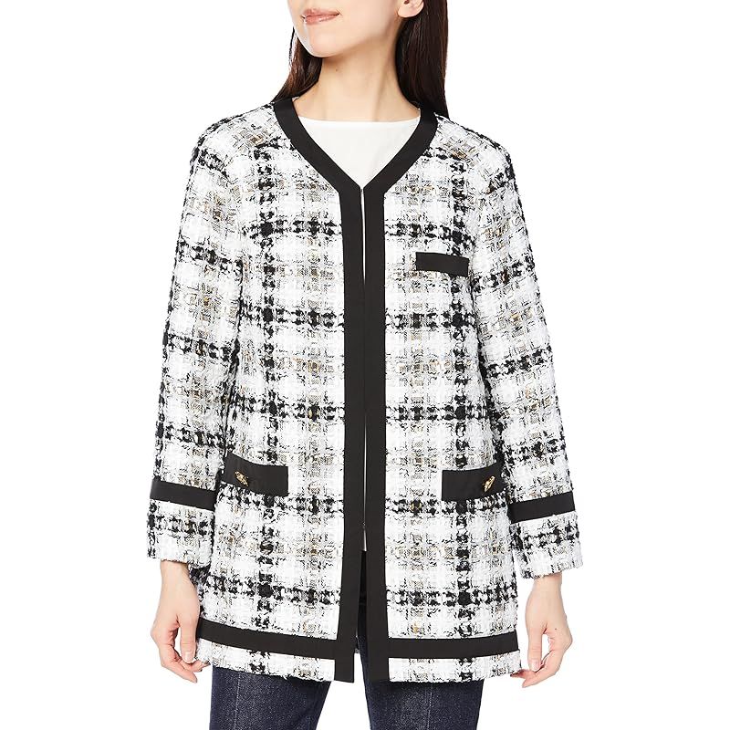 グレースコンチネンタル 2025 SS ﾘﾎﾞﾝﾔｰﾝﾂｲｰﾄﾞｺｰﾄ レディース 32 マルチ 36