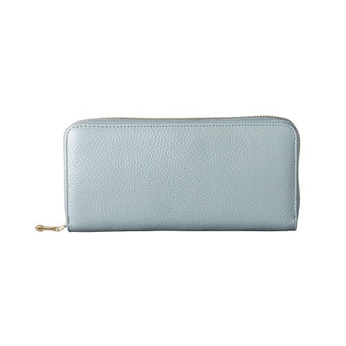 Liisha Prayer 長財布 金運御守り付 小銭とレシート自動仕分け メンズ レディース 本革 大容量 スキミング防止 使いやすい ラウンドファスナー アイスブルー po 76 da 8 baa