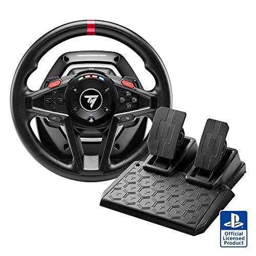 Playstation ライセンス Thrustmaster スラストマスター ハンコン T 128 PS 5 4 PC ハンドルコントローラー レーシングゲーム フォースフィードバックシステム 磁気ペダルセット 1年間 ブラッ 9504 f 178
