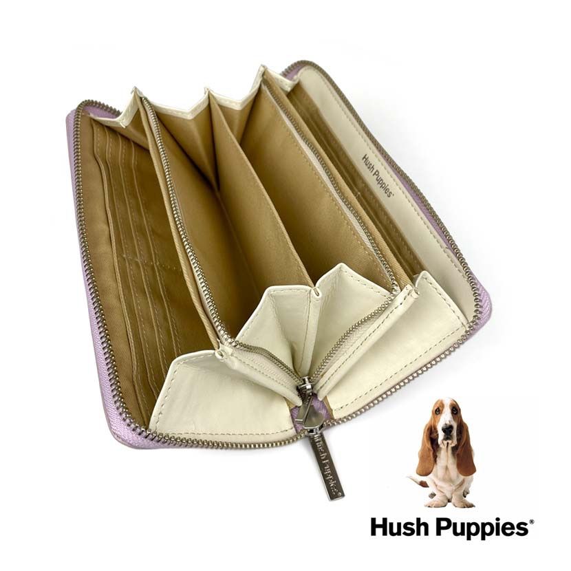 全 Hush Puppies ハッシュパピー リアルレザー ステッチデザイン ラウンドファスナー 長財布男女兼用 贈り物おしゃれ 記念 プレゼント 長財布 小物 レディース
