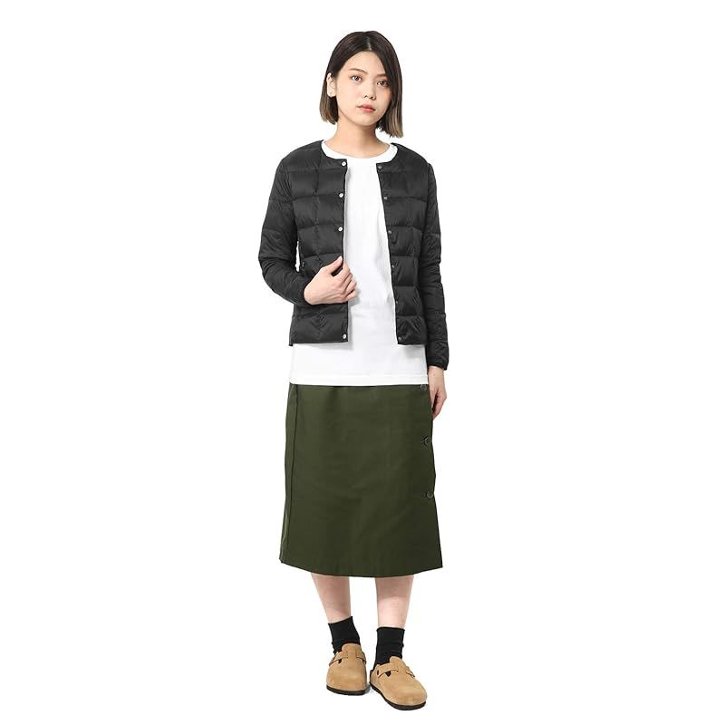  タイオン NECK BUTTON DOWN JKT W 104 ネイビー BASIC LINE CREW NAVY 保温 防寒 アウター レディース ブラック ダークチョコ 薄手 おし コート ジャケット ファッション