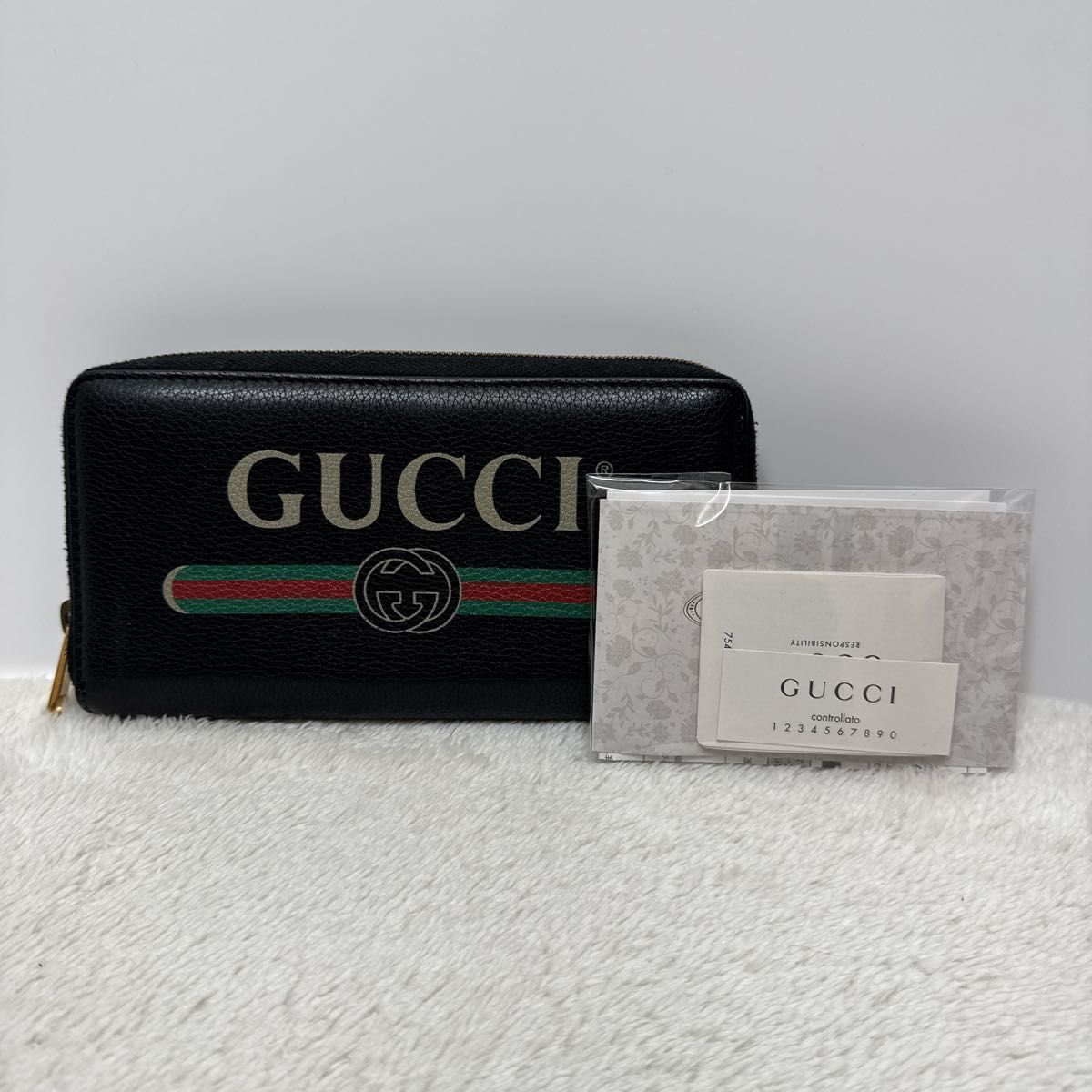 GUCCI グッチ ラウンドファスナー シェリーライン 長財布 レザー 美品 