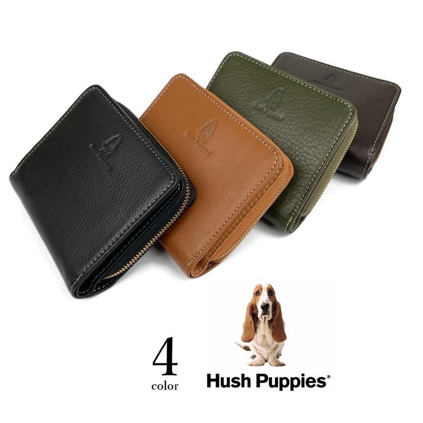 全4色 Hush Puppies ハッシュパピー リアルレザー バイカラー 二つ折り