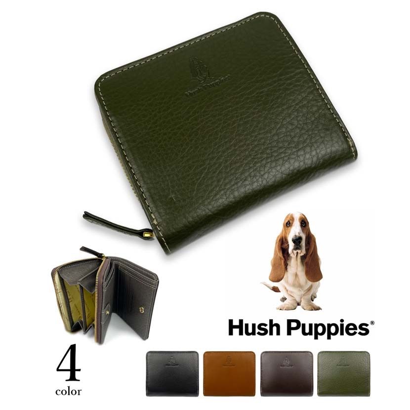 全4色 Hush Puppies ハッシュパピー リアルレザー バイカラー 二つ折り