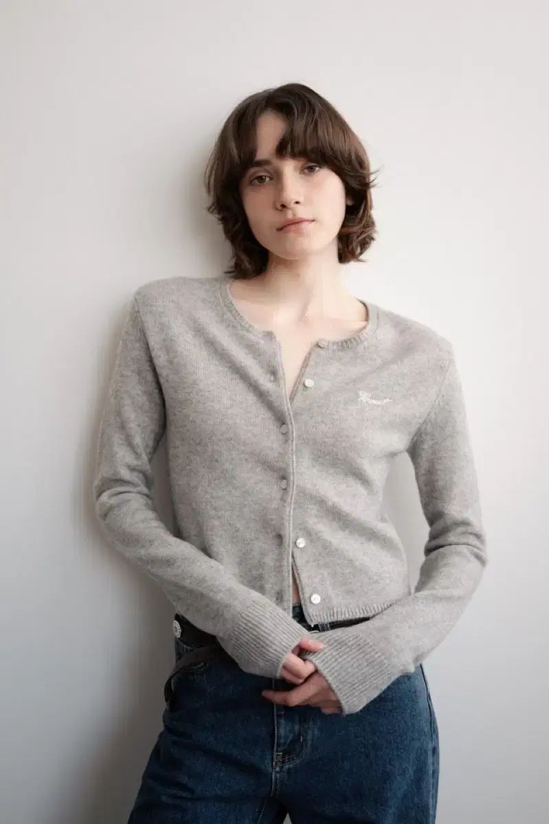 5 割引 TANNAT カシミア ラウンド カーディガン メランジ グレー