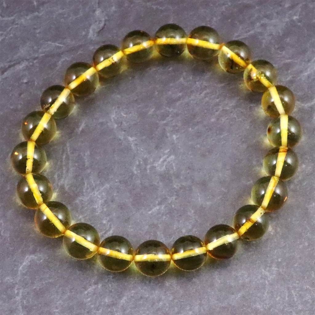 天然琥珀 バルティックアンバー 虫入り アンバー 8 5 mm玉ブレスレット 2 g 榎本通商82243