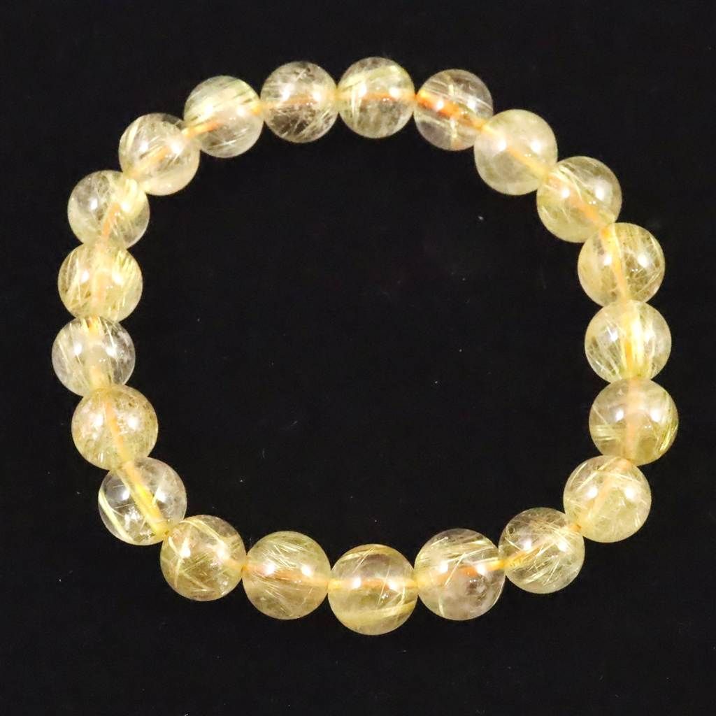 これは！めっちゃくちゃすんごい！密集ゴールドルチル！すごすぎ！ ゴールドルチルクォーツ 3A 8.5mm玉ブレスレット 22.2g 【榎本通商
