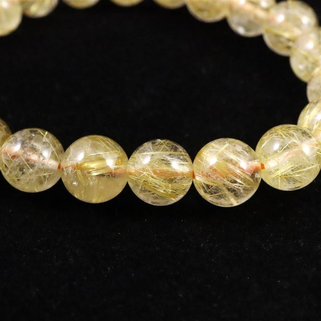 ゴールドルチルクォーツ 3A 9mm玉ブレスレット 22.5g 【榎本通商14905