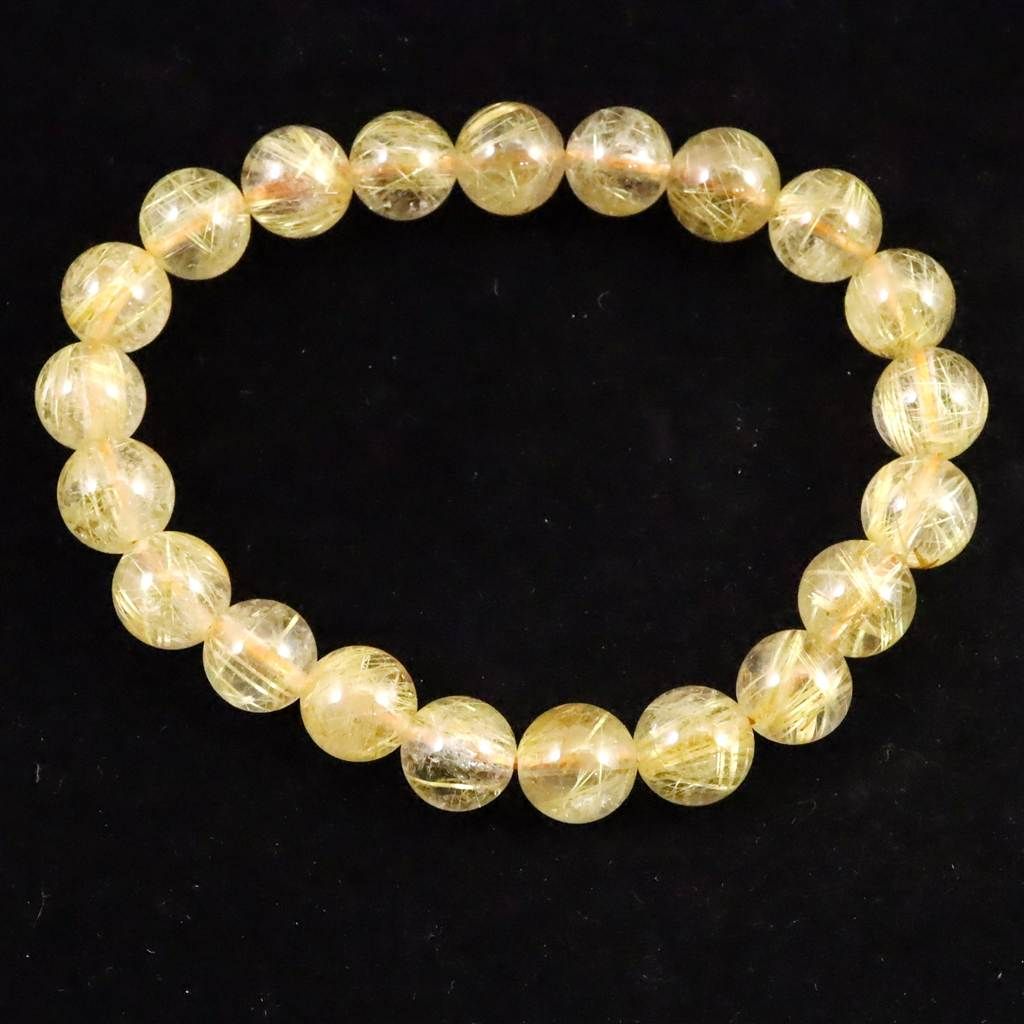 ゴールドルチルクォーツ 3 A 9 mm玉ブレスレット 22 5 g 榎本通商14905