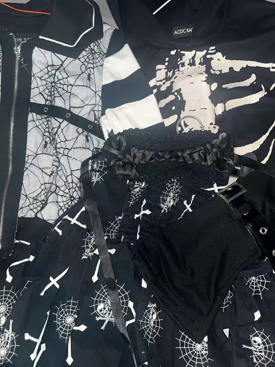 ゴスパンク ゴスロリータ コーディネートセット 公겜ヒロイン ボディライン ACDC RAG ヴィンテージドクロ