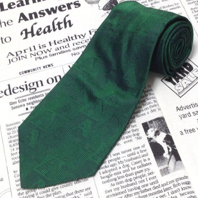 アクアスキュータム Aquascutum 微光沢 ネクタイ イタリア製 シルク パターン柄 アルファベット A 緑系 グリーン系 B 006450 ゆうパケット