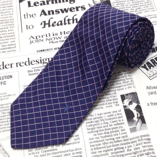 トラサルディ 微光沢 ネクタイ イタリア製 シルク 格子柄 ミックス B 006449 ゆうパケット