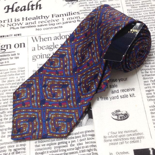 ランバン LANVIN ♥タグ付 微光沢 ネクタイ フランス製 シルク パターン柄 ミックス B 006492 ゆうパケット