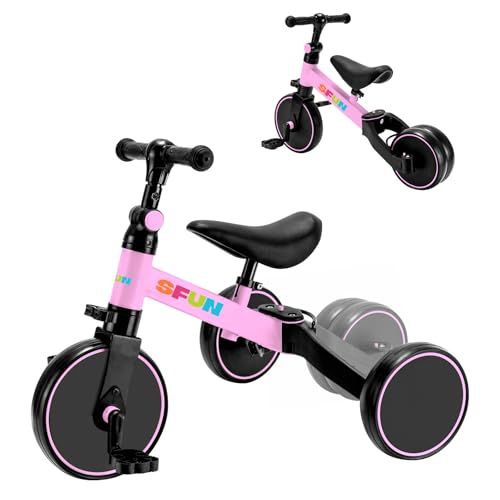 三輪車 子供用 1 5歳向け 3 in 自転車 キッズ キックバイク 幼児用 ランニングバイク 組み立て簡単 2 8 KG軽量設計 高さ調整可 アウトドア＆室内兼用 キッズプレゼント 日本語説明書付き マゼンタ m