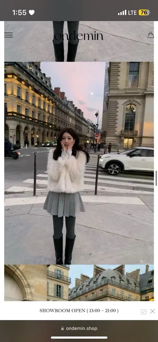 オンデミン プリーツ スカート グレー