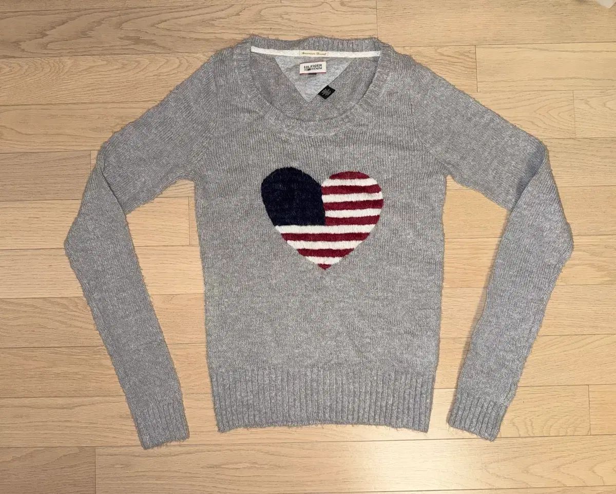 トミーヒルフィガー デニム ヴィンテージ レディース 星条旗 ニット グレー S
