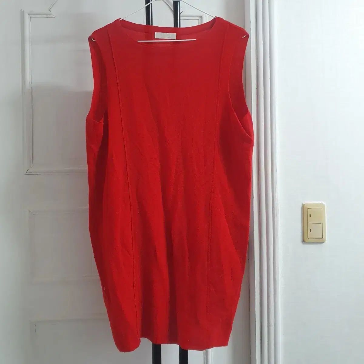 SJSJ The 冬用 ウール ベスト ロング丈 レッド レディース 77