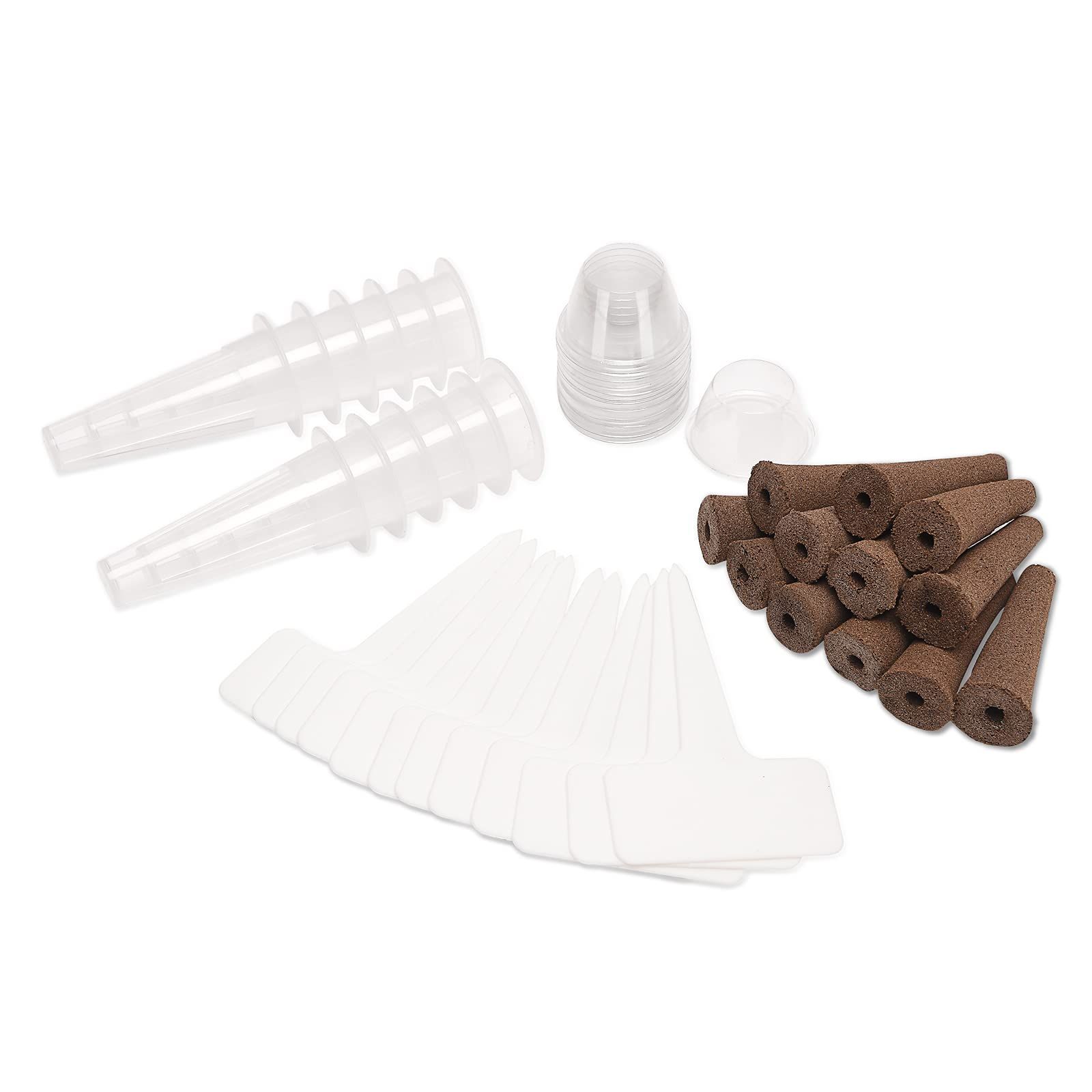【スピード発送】(種子は含まれていません) カバーX6 プラスチックハットX12 タグX12 スポンジX12 バスケットX12 備品 発芽キット専用 水耕栽培キット iDOO