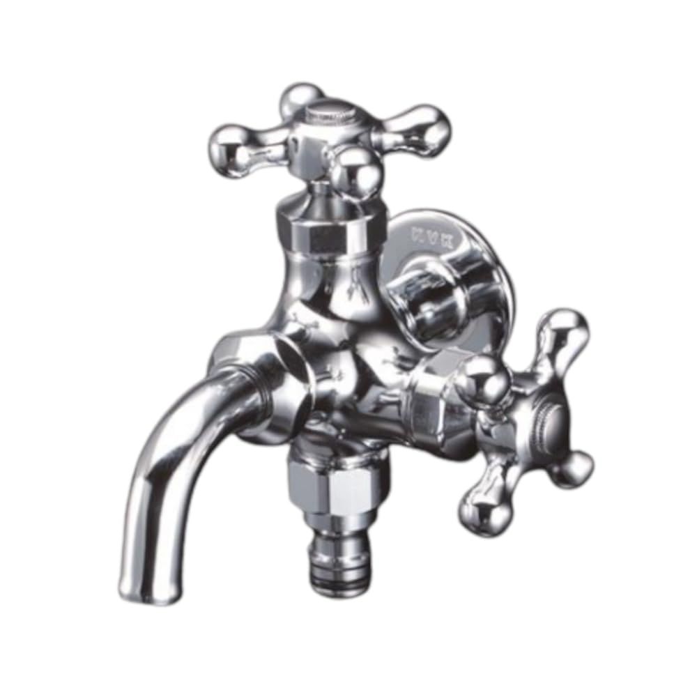 24時間以内発送 KVK 屋外ホース接続ニップル付二口横水栓