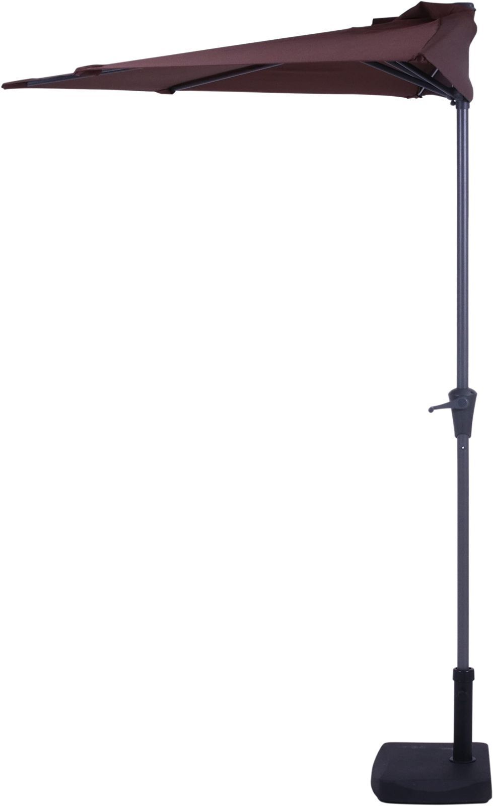 パラソル 幅270 奥行139 高さ234㎝ ブラウン 不二貿易 ガーデン 半円パラソル クランク式開閉 アルミ 37855