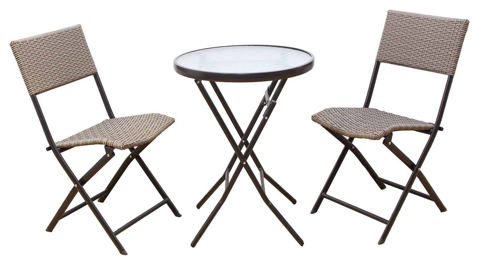 24時間以内発送 ガーデンテーブルセット 折りたたみ ラタン調 完成品 Out ガーデンテーブル 折り畳み ラタン調チェア リビングアウト Living 波目が 天板 強化ガラス