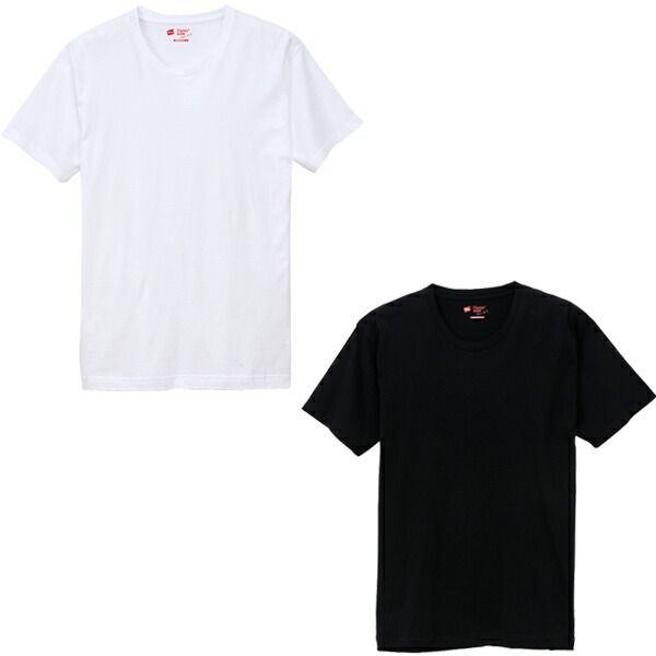 ヘインズ ジャパンフィット クルーネック Tシャツ 2枚組 Hanes JAPAN FIT CREW NECK T-SHIRTS 5.3oz 2P ASSORT h5320-998 ブラック 黒 ホワイト 白 TEE
