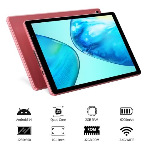 タブレット 10インチ Wi Fiモデル 32 GB ROM 1280 800 IPS ディスプレイ 6000 mAh 2 4 GHz Fi 6 GMS認証 Android 14 Bluetooth 5 ケース付き PRITOM d 62 b 180 a