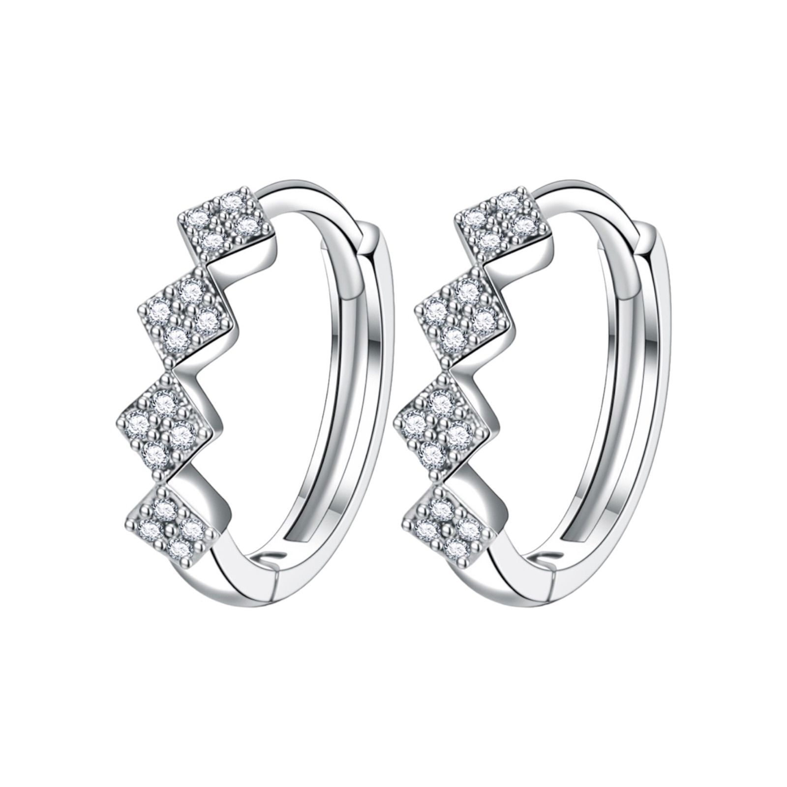 4連 フープピアス ジルコニア シルバー silver925【両耳セット