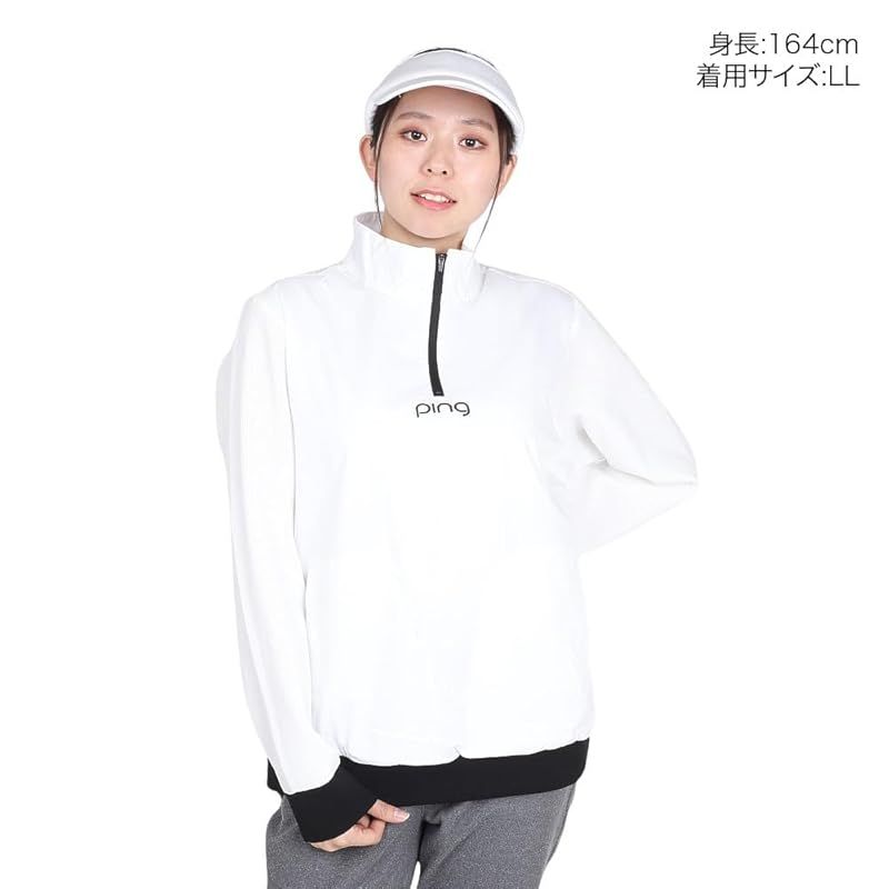 ピン アパレル レディース ハーフジップブルゾン ストレッチ性 ゴルフ アウター 622 4220900 030_ホワイト LL