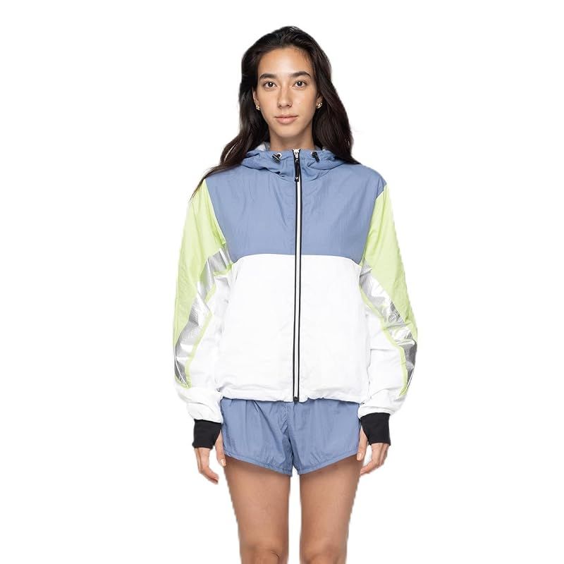 ロキシー スケートボードフーディー JUMP HIGH METALLIC JACKET レディース BLU