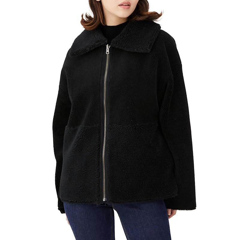 ジョルシア フェイクムートンリバーシブルブルゾン フェイクムートン ボアリバーシブルブルゾン レディース クロ