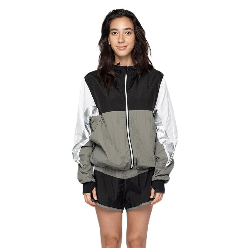 ロキシー スケートボードフーディー JUMP HIGH METALLIC JACKET レディース BLK