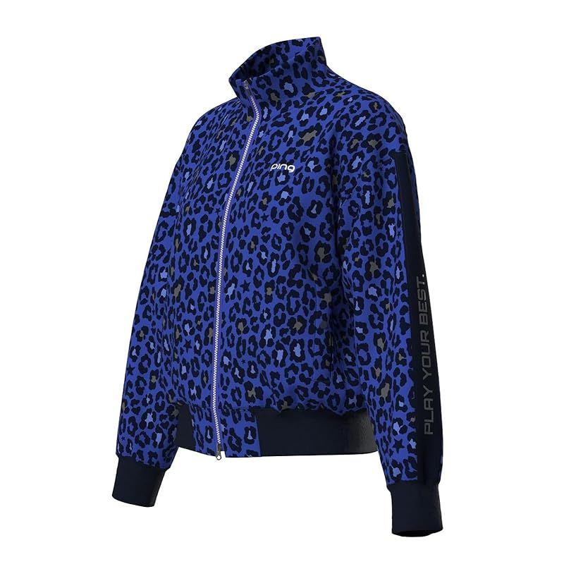 ピン アパレル レディース フルジップブルゾン レオパード柄 ストレッチ ゴルフ アウター 622 4220902 110_ブルー L