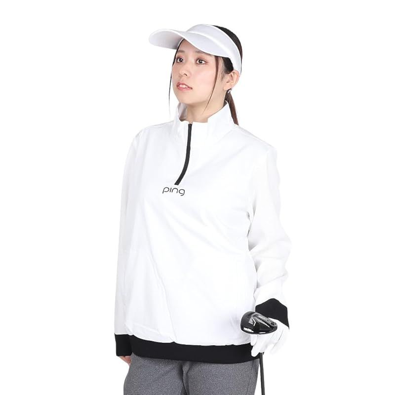 ピン アパレル レディース ハーフジップブルゾン ストレッチ性 ゴルフ アウター 622 4220900 030_ホワイト L