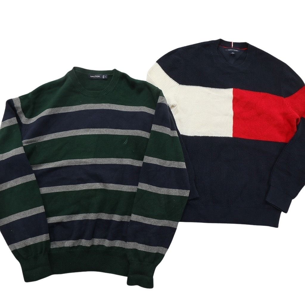 ◆古着卸 まとめ売り 9枚セット メンズL トミーフィルフィガー 古着卸 まとめ売り トミーヒルフィガー 長袖シャツ 9枚セット (メンズ