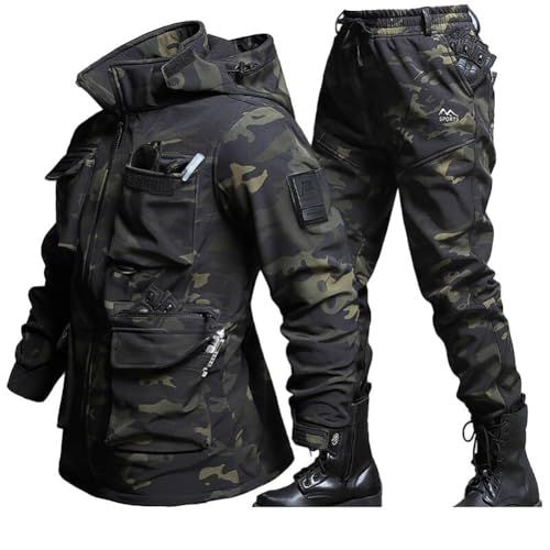 mxcgzl 防寒作業着 防寒着 上下セット 登山服 裏起毛 ジャケット ズボン 作業服 作業着 フード付き 長袖 撥水 防風 防汚 厚手 セットアップ 屋外作業 バイク スキー アウトドア 釣り 大きいサイズ 冬用po a 6117750