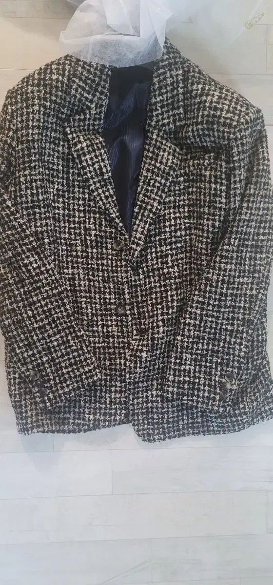 クラッシュアゲイン ハウンドトゥース ツイード ブレーザー S