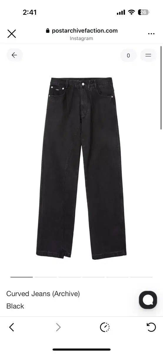 Post Archive Faction ブラック カーブド デニム M L