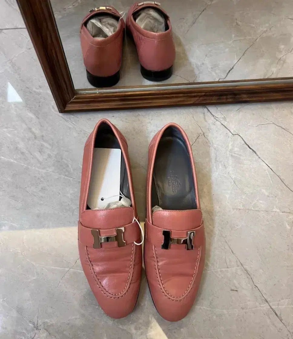 エルメス ピンク ローファー レディースシューズ 36